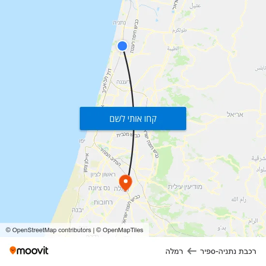 מפת רכבת נתניה-ספיר לרמלה