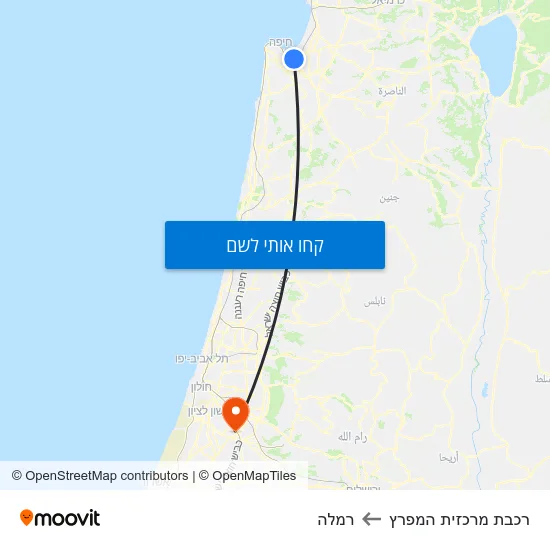 מפת רכבת מרכזית המפרץ לרמלה
