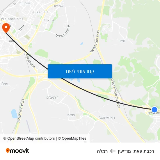 מפת רכבת פאתי מודיעין לרמלה