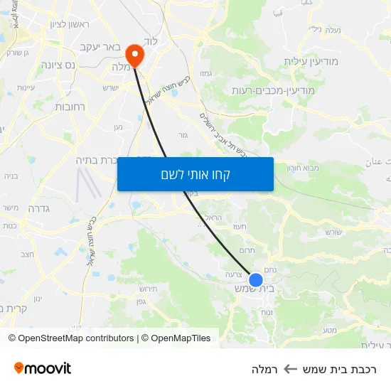 מפת רכבת בית שמש לרמלה