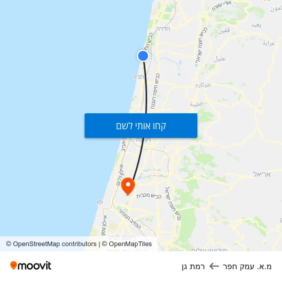 מפת מ.א. עמק חפר לרמת גן