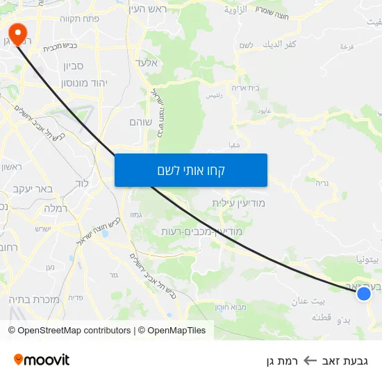 מפת גבעת זאב לרמת גן