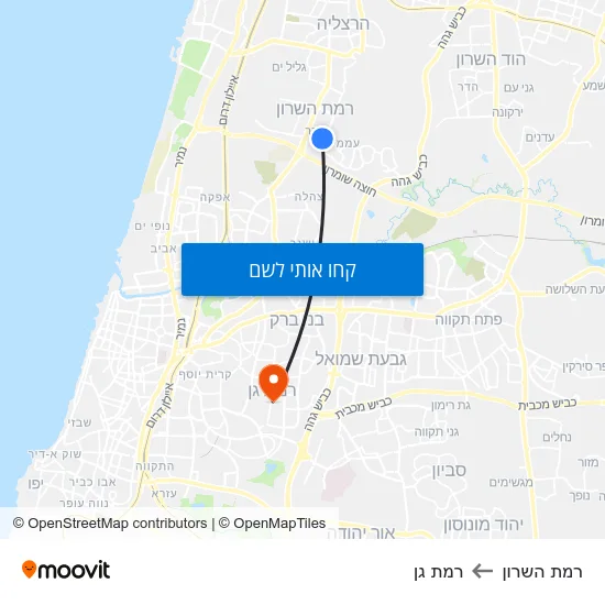 מפת רמת השרון לרמת גן