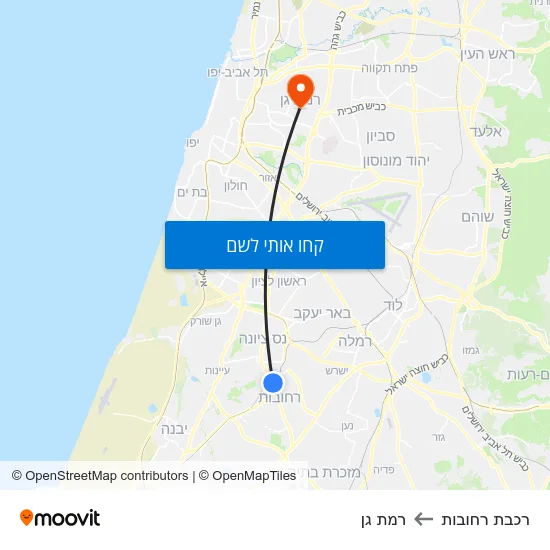 מפת רכבת רחובות לרמת גן