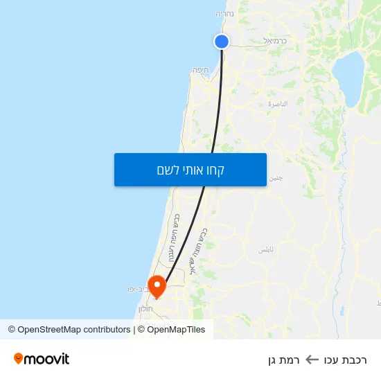 מפת רכבת עכו לרמת גן