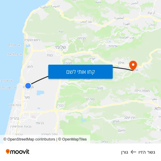מפת גשר הזיו לגורן
