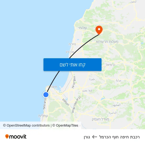 מפת רכבת חיפה חוף הכרמל לגורן