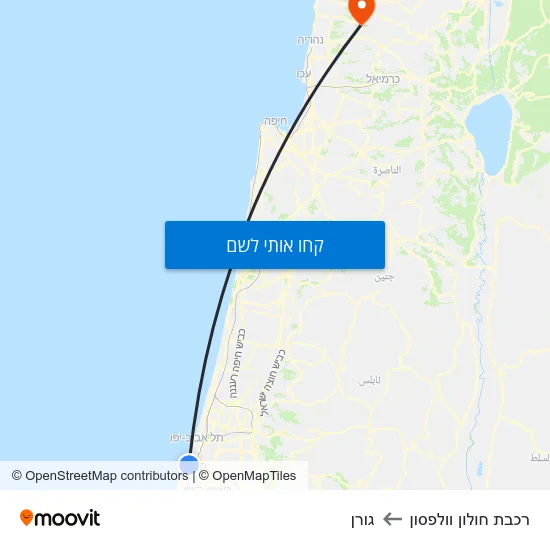 מפת רכבת חולון וולפסון לגורן