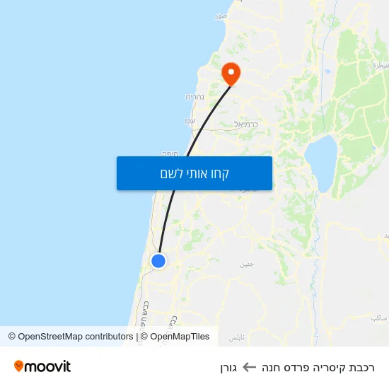 מפת רכבת קיסריה פרדס חנה לגורן