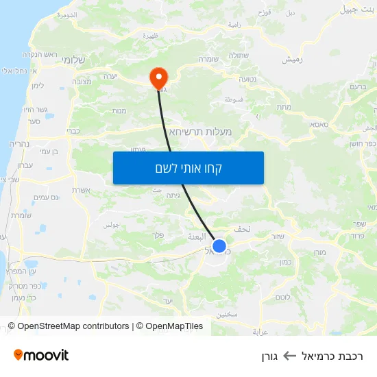 מפת רכבת כרמיאל לגורן