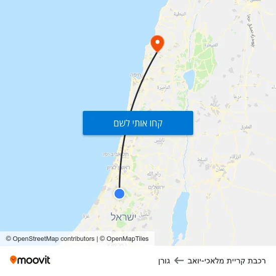 מפת רכבת קריית מלאכי-יואב לגורן