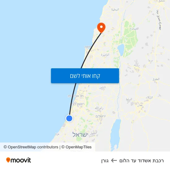 מפת רכבת אשדוד עד הלום לגורן