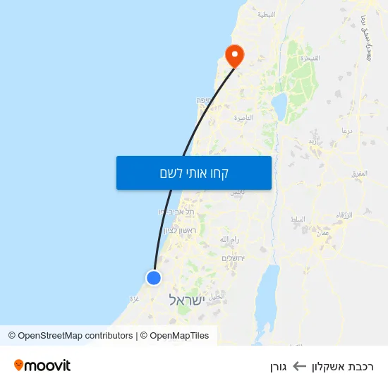 מפת רכבת אשקלון לגורן