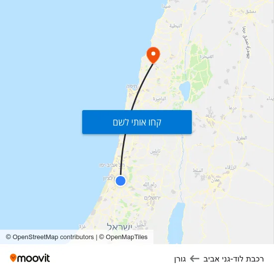 מפת רכבת לוד-גני אביב לגורן