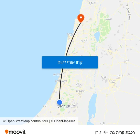 מפת רכבת קרית גת לגורן