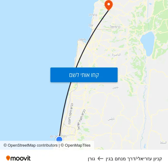 מפת קניון עזריאלי/דרך מנחם בגין לגורן