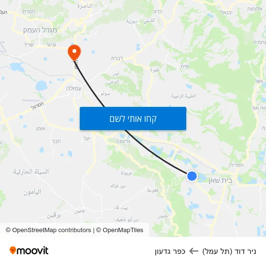 מפת ניר דוד (תל עמל) לכפר גדעון