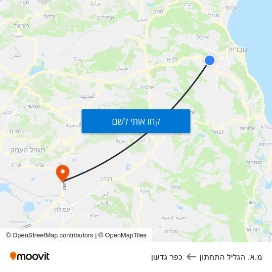 מפת מ.א. הגליל התחתון לכפר גדעון
