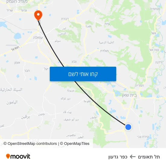 מפת תל תאומים לכפר גדעון