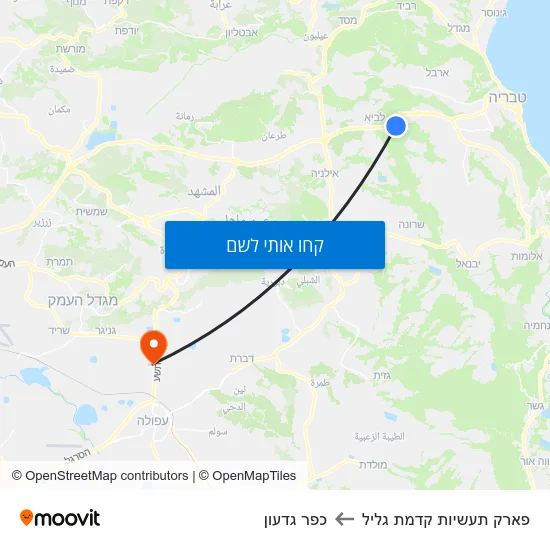 מפת פארק תעשיות קדמת גליל לכפר גדעון