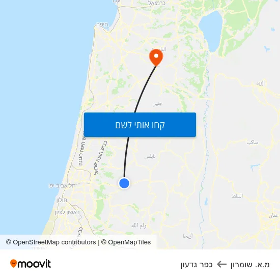 מפת מ.א. שומרון לכפר גדעון
