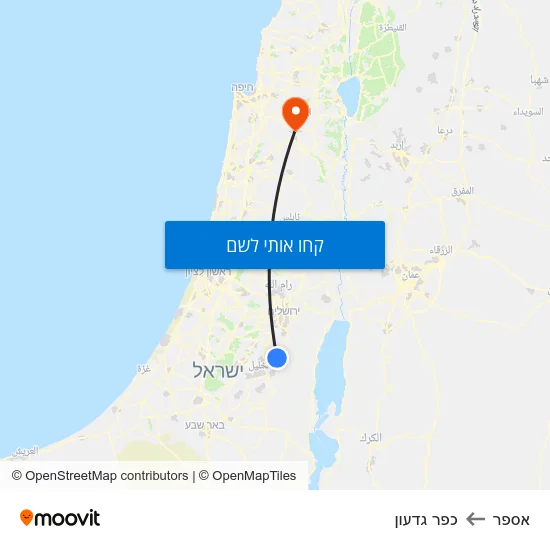 מפת אספר לכפר גדעון