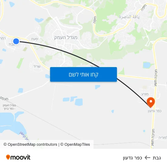 מפת גבת לכפר גדעון