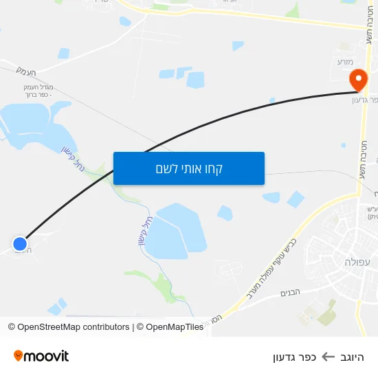 מפת היוגב לכפר גדעון