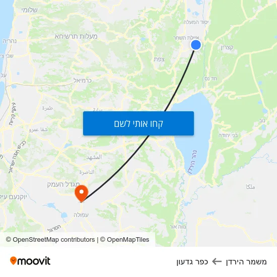 מפת משמר הירדן לכפר גדעון