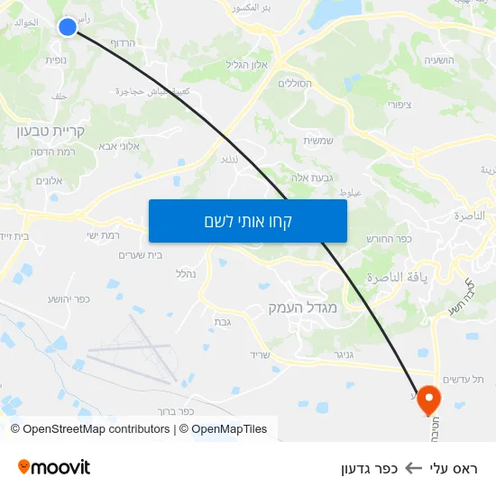 מפת ראס עלי לכפר גדעון