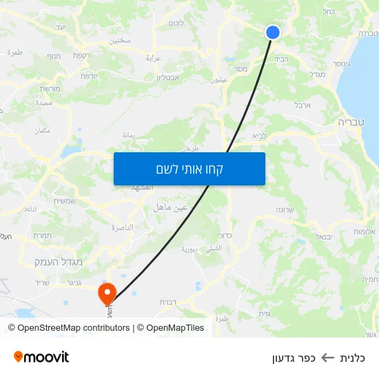 מפת כלנית לכפר גדעון