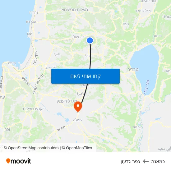 מפת כמאנה לכפר גדעון