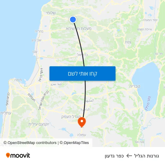 מפת גורנות הגליל לכפר גדעון