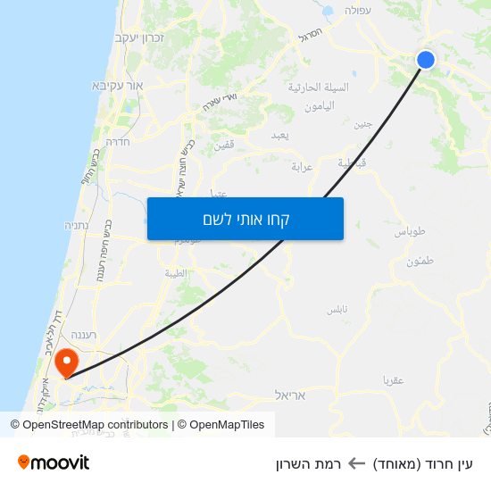 מפת עין חרוד (מאוחד) לרמת השרון