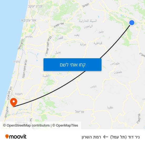 מפת ניר דוד (תל עמל) לרמת השרון