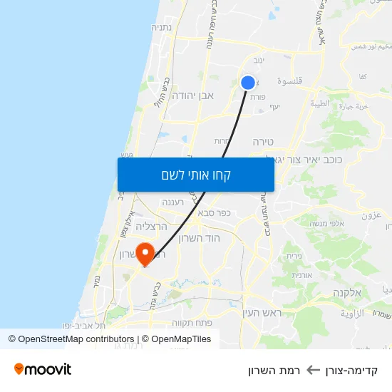 מפת קדימה-צורן לרמת השרון