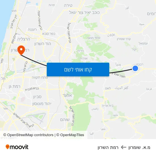 מפת מ.א. שומרון לרמת השרון