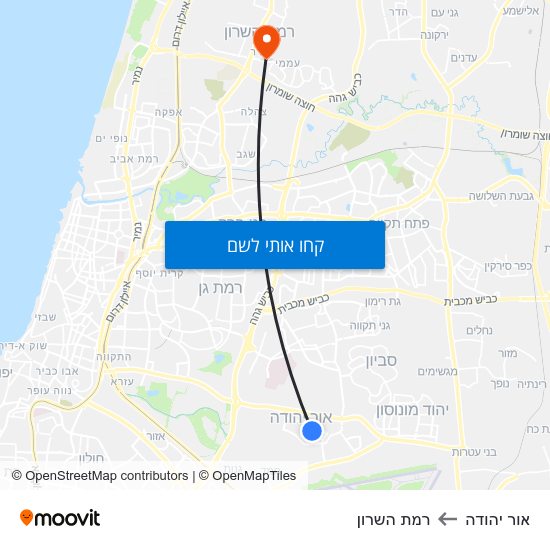 מפת אור יהודה לאור יהודה