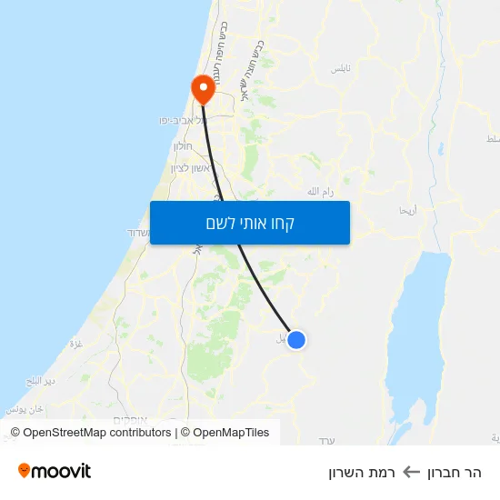 מפת הר חברון לרמת השרון