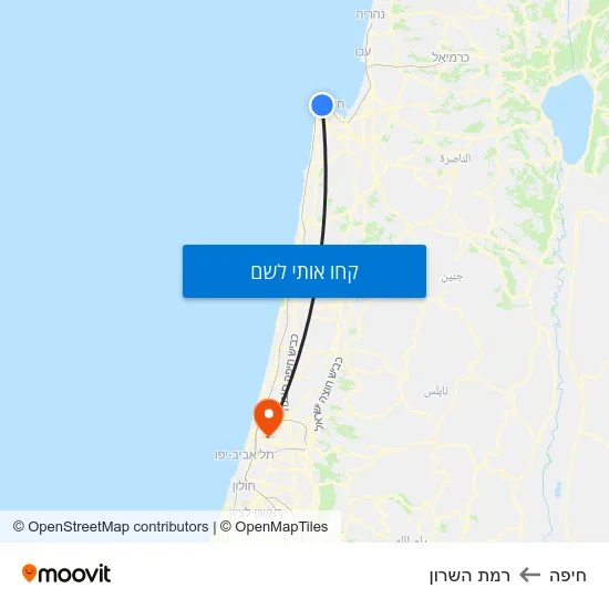 מפת חיפה לרמת השרון