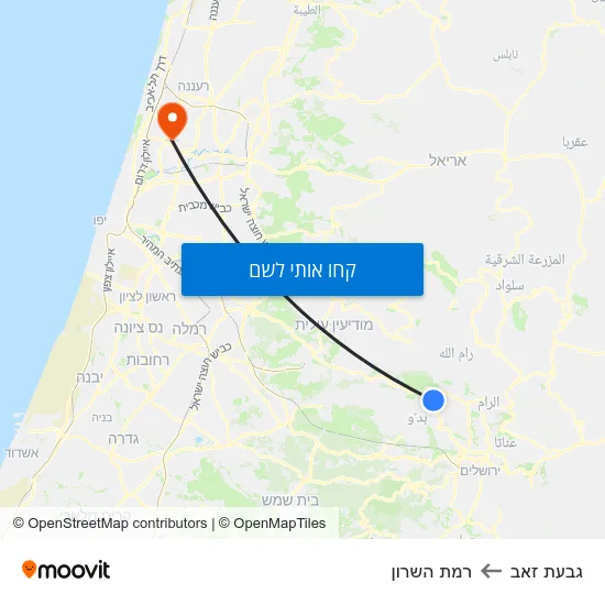 מפת גבעת זאב לרמת השרון