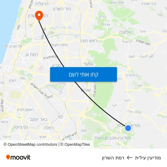 מפת מודיעין עילית לרמת השרון
