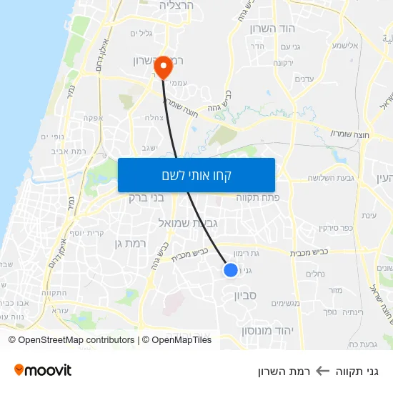 מפת גני תקווה לרמת השרון
