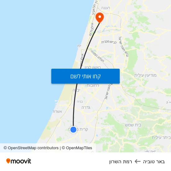 מפת באר טוביה לרמת השרון
