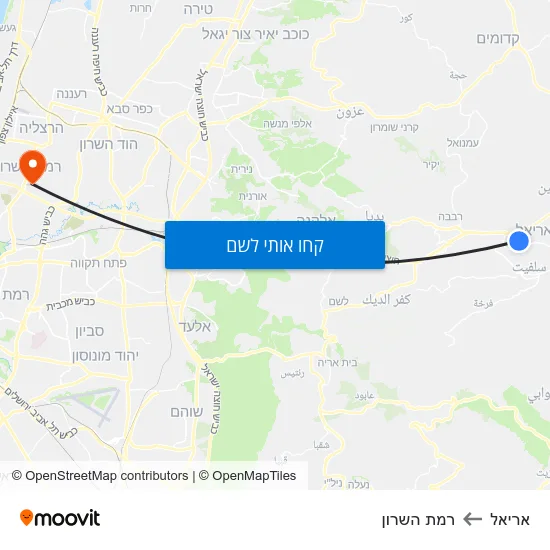 מפת אריאל לרמת השרון