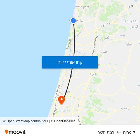מפת קיסריה לרמת השרון