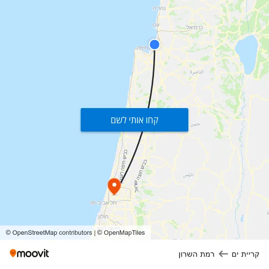 מפת קריית ים לרמת השרון