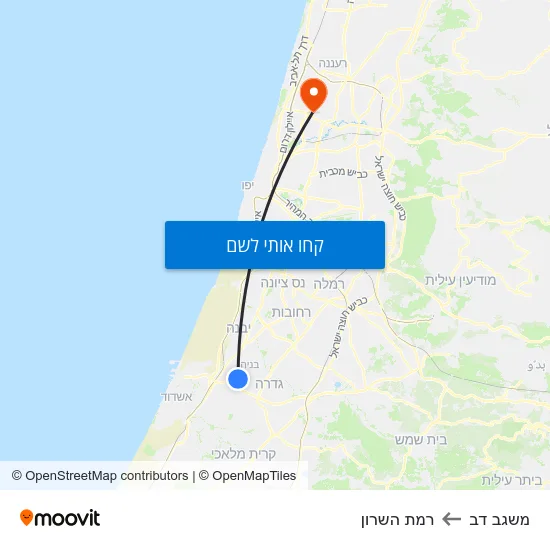 מפת משגב דב לרמת השרון