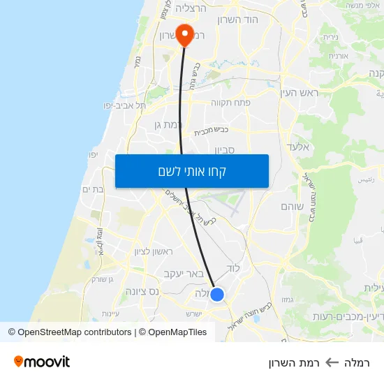 מפת רמלה לרמת השרון