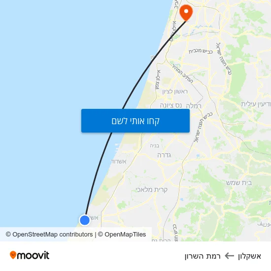 מפת אשקלון לרמת השרון